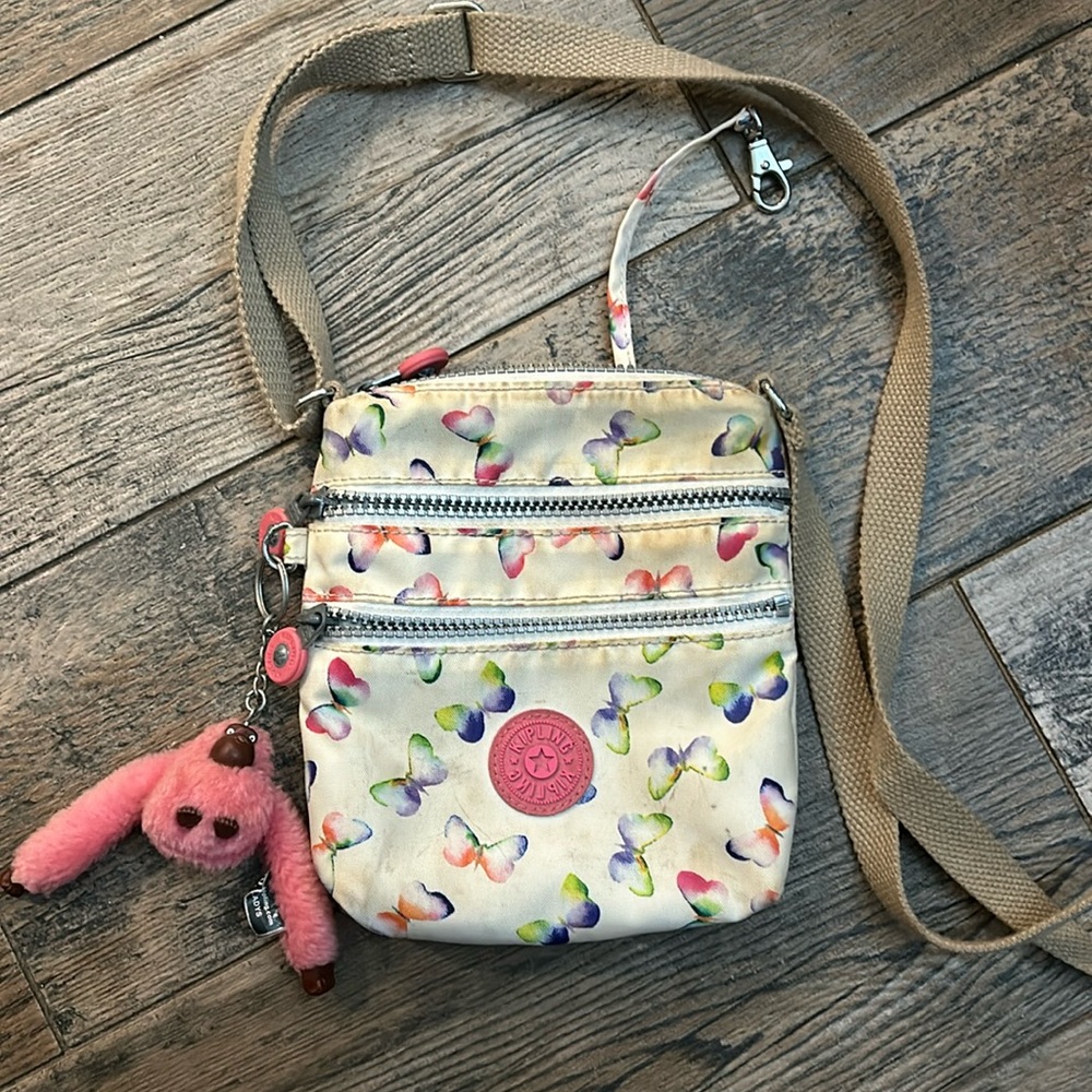 Kipling Meiji butterfly crossbody bag  with gorilla key chain
